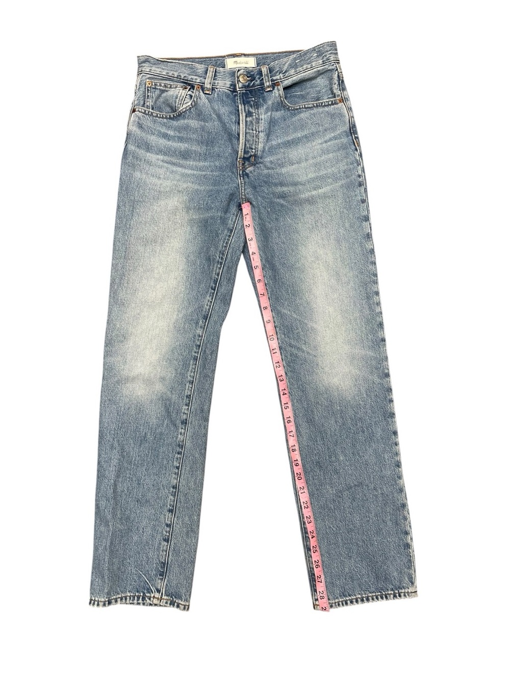 Madewell The Longline Straight Jean Size 27 High Rise Light Wash Button Fly Blue